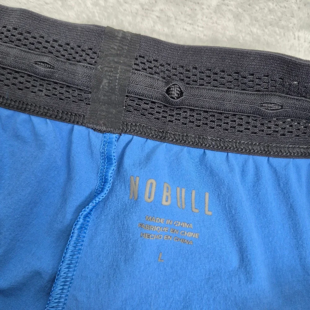 NOBULL Mens L Performance Training Athletic Gym Shorts Blue Black 7in Inseam - Picture 7 of 9